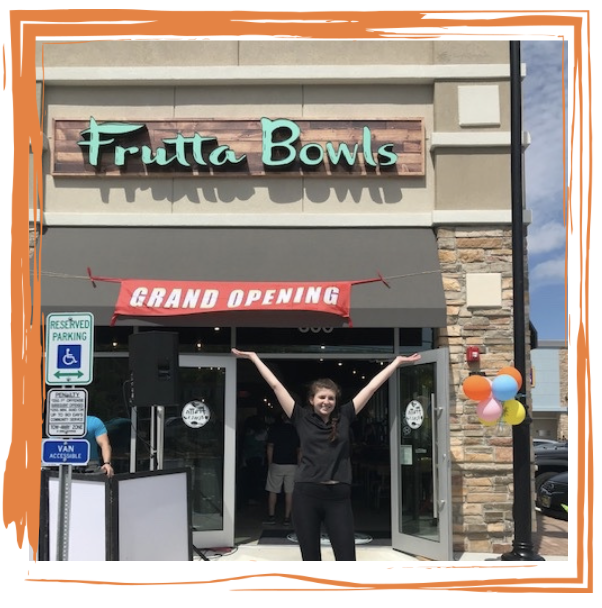 Casey Murphy in front of Wall, NJ Frutta Bowls